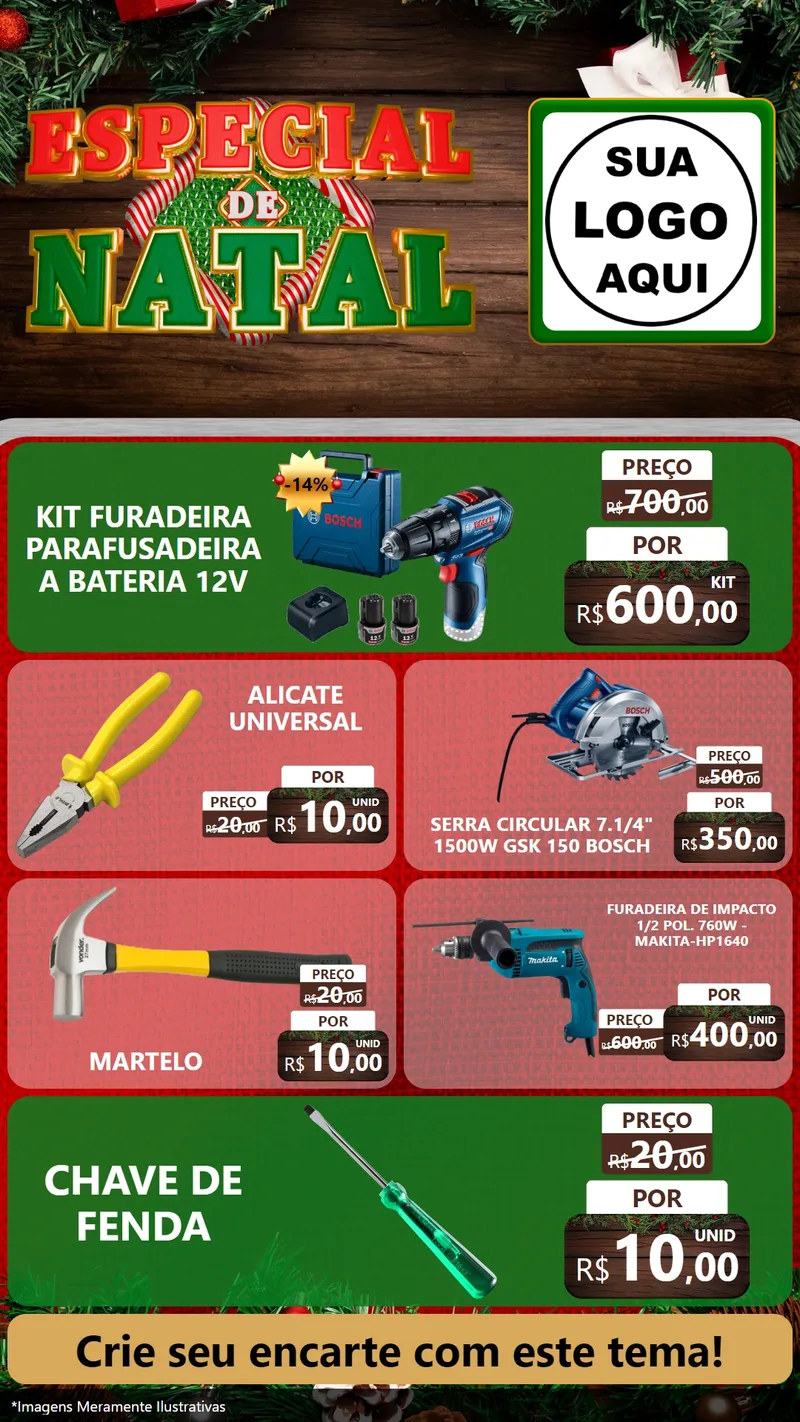 Modelo de TV para TV Vertical com o tema Especial de Natal para Maquinas e Ferramentas