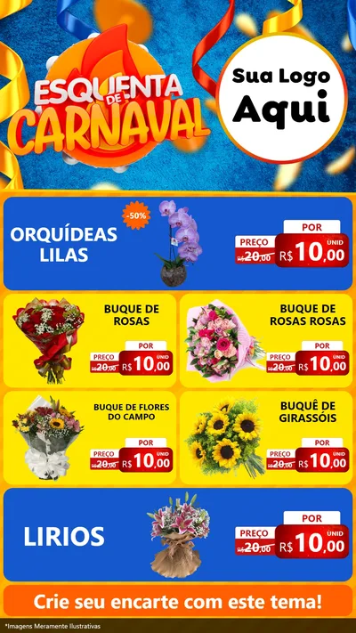 Modelo de TV para TV Vertical com o tema Esquenta de Carnaval para Floricultura e jardim