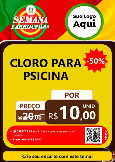 Modelo de Cartaz para Cartaz A4 Vertical com o tema Semana Farroupilha para Produtos para Piscina