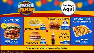 Modelo de TV para TV Horizontal com o tema Arraiá de Ofertas - Junina para Hamburgueria