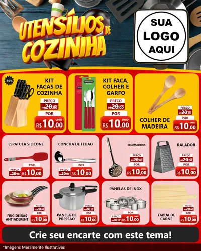 Modelo de Rede Social para Feed Instagram com o tema Utensílios de Cozinha para Utilidades Domésticas