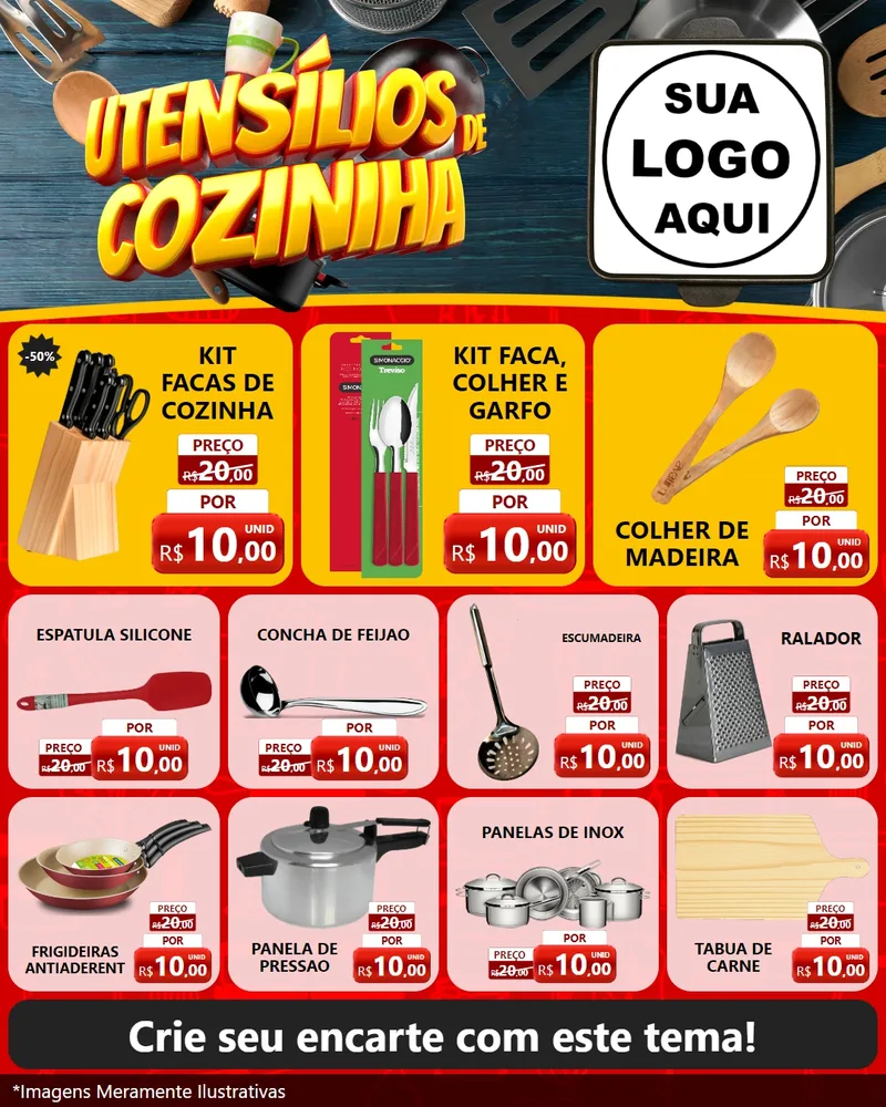 Modelo de Rede Social para Feed Instagram com o tema Utensílios de Cozinha para Utilidades Domésticas