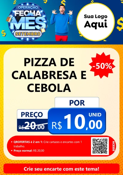 Modelo de Cartaz para Cartaz A4 Vertical com o tema Operação Fecha Mês Setembro para Pizzaria