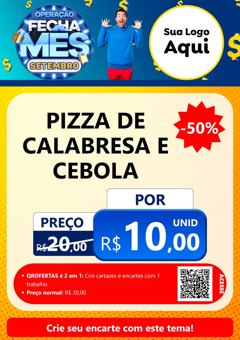Modelo de Cartaz para Cartaz A4 Vertical com o tema Operação Fecha Mês Setembro para Pizzaria