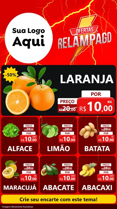 Modelo de Rede Social para Stories com o tema Ofertas Relâmpago para Hortifrúti