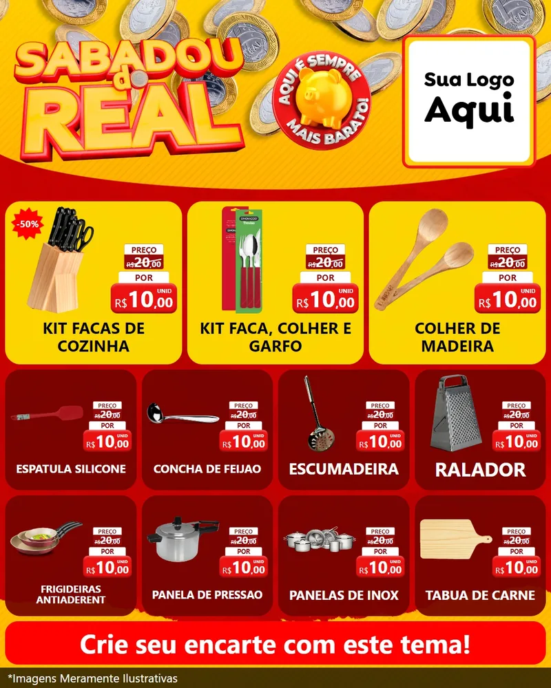 Modelo de Rede Social para Feed Instagram com o tema Sabadou do Real para Utilidades Domésticas