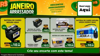 Modelo de TV para TV Horizontal com o tema Janeiro Arrasador para Baterias Elétricas
