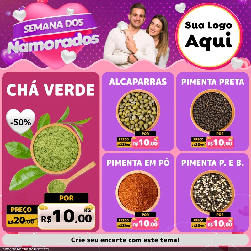 Modelo de Rede Social para Feed Facebook com o tema Semana dos Namorados para Produtos Naturais