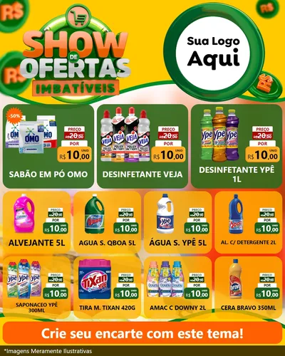 Modelo de Rede Social para Feed Instagram com o tema Show de Ofertas Imbatíveis para Produtos de Limpeza