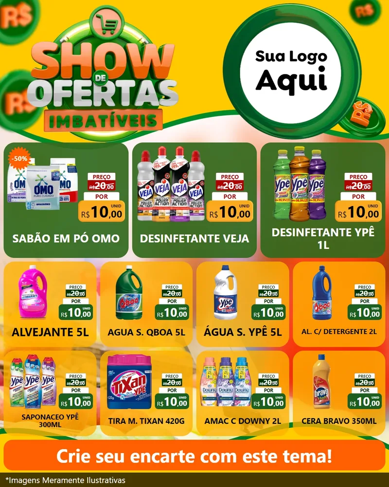 Modelo de Rede Social para Feed Instagram com o tema Show de Ofertas Imbatíveis para Produtos de Limpeza