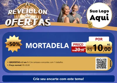 Modelo de Cartaz para Cartaz A4 Horizontal com o tema Réveillon de Ofertas para Frios e Laticínios