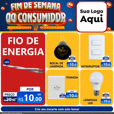 Modelo de Rede Social para Feed Facebook com o tema Fim de Semana do Consumidor para Materiais Elétricos