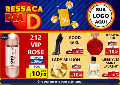 Modelo de Encarte para Encarte A4 Horizontal com o tema Ressaca Dia D para Perfumes