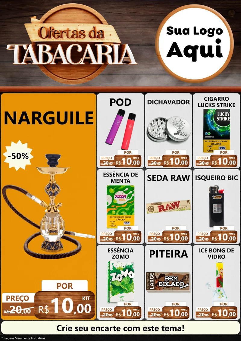 Modelo de Encarte para Encarte A4 Vertical com o tema Ofertas da Tabacaria para Tabacaria