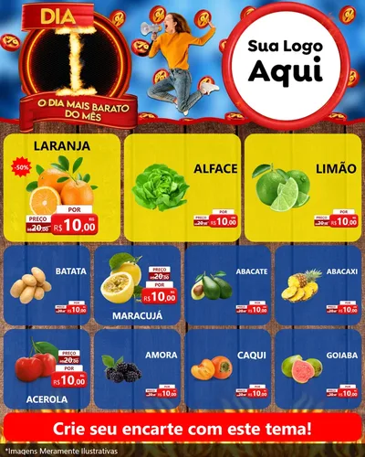 Modelo de Rede Social para Feed Instagram com o tema Dia I - O Dia Mais Barato Do Mês para Hortifrúti