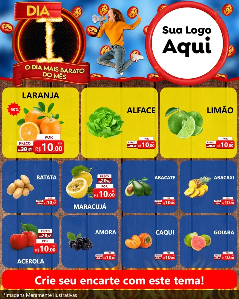 Modelo de Rede Social para Feed Instagram com o tema Dia I - O Dia Mais Barato Do Mês para Hortifrúti