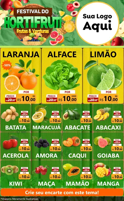 Modelo de Encarte para Encarte Grande com o tema Festival do Hortifruti para Hortifrúti