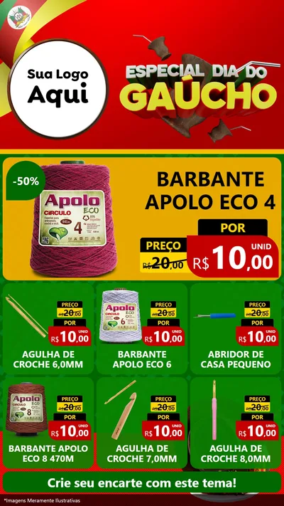 Modelo de Rede Social para Stories com o tema Especial Dia do Gaúcho para Armarinho e Aviamentos
