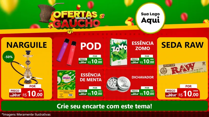 Modelo de TV para TV Horizontal com o tema Ofertas Semana Do Gaúcho para Tabacaria