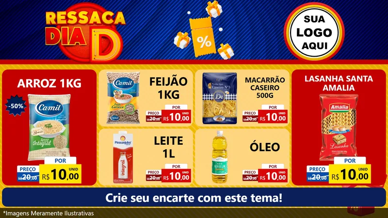 Modelo de TV para TV Horizontal com o tema Ressaca Dia D para Supermercado