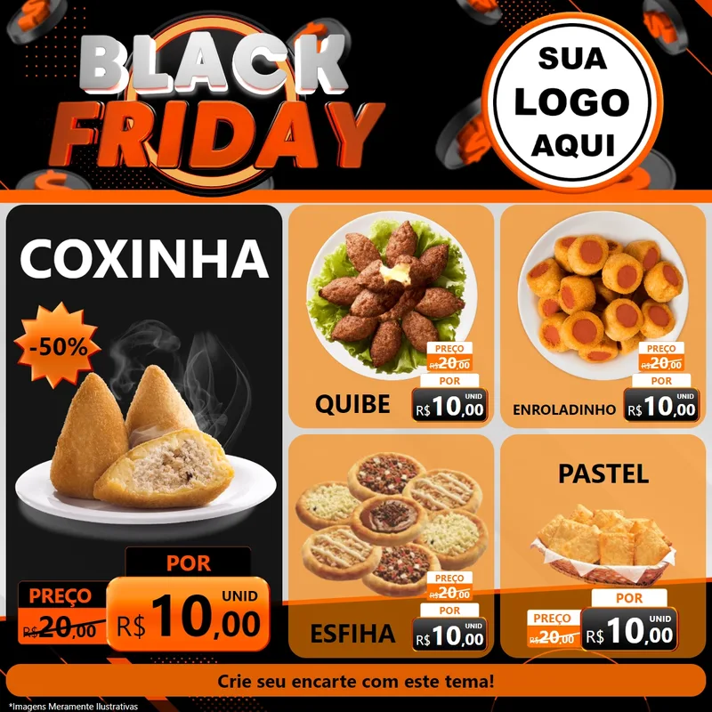 Modelo de Rede Social para Feed Facebook com o tema Black Friday para Salgadaria
