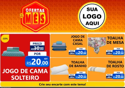 Modelo de Encarte para Encarte A4 Horizontal com o tema Ofertas do Mês para Cama, Mesa e Banho