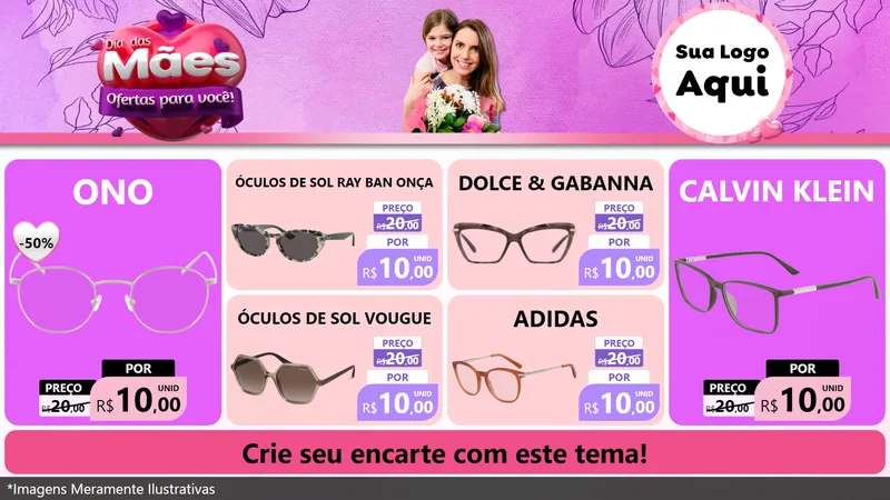 Modelo de TV para TV Horizontal com o tema Dia das Mães Ofertas para Você! para Óticas