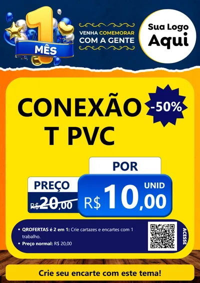 Modelo de Cartaz para Cartaz A4 Vertical com o tema Um Mês de Aniversário para Tubos e conexões