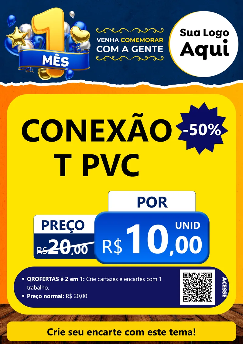 Modelo de Cartaz para Cartaz A4 Vertical com o tema Um Mês de Aniversário para Tubos e conexões