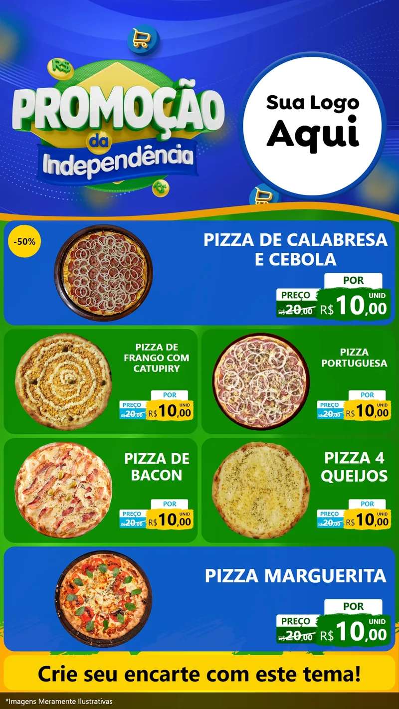 Modelo de TV para TV Vertical com o tema Promoção da Independência para Pizzaria