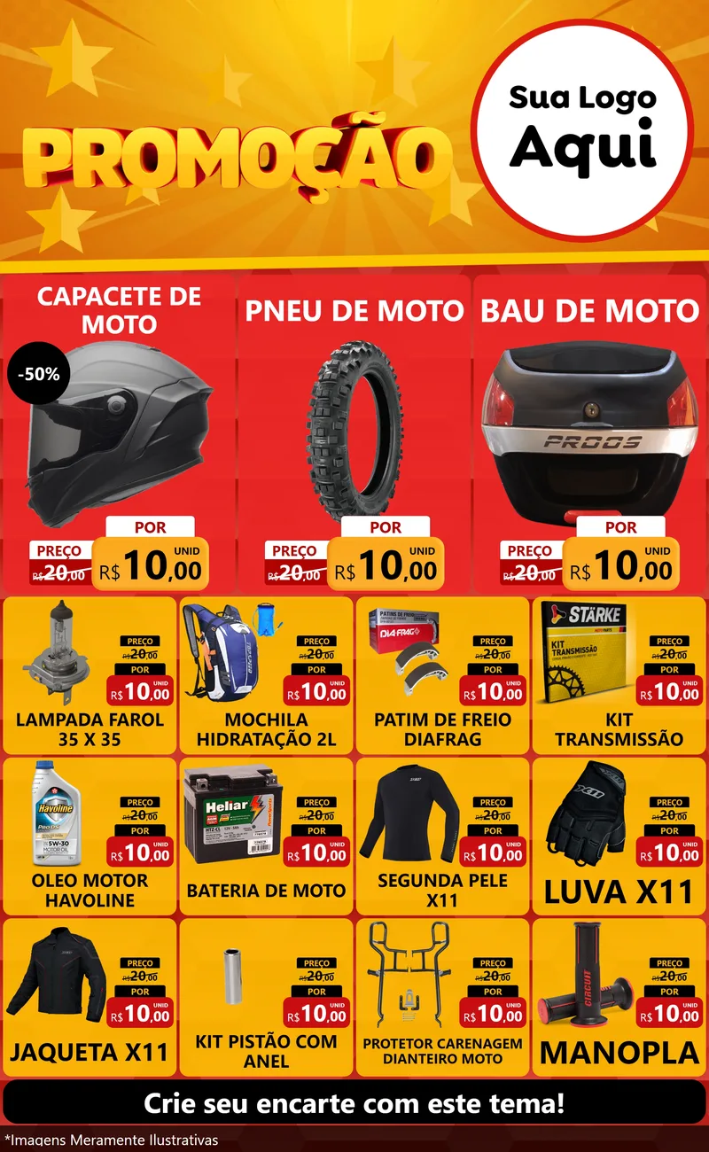 Modelo de Encarte para Encarte Grande com o tema Promoção para Moto peças