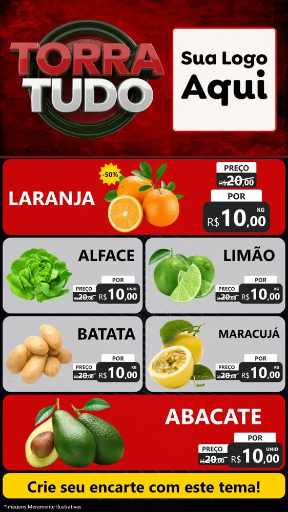 Modelo de TV para TV Vertical com o tema Torra Tudo para Hortifrúti