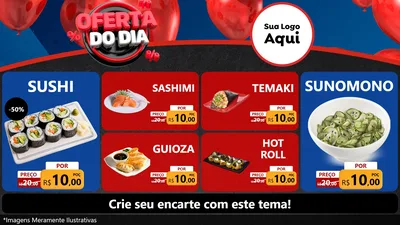 Modelo de TV para TV Horizontal com o tema Oferta do Dia para Comida japonesa