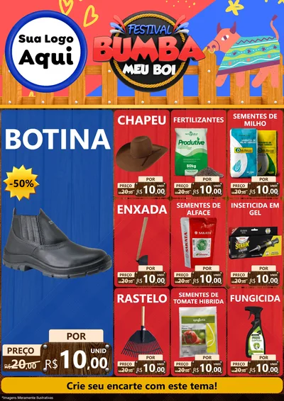 Modelo de Encarte para Encarte A4 Vertical com o tema Festival Bumba Meu Boi para Agropecuária