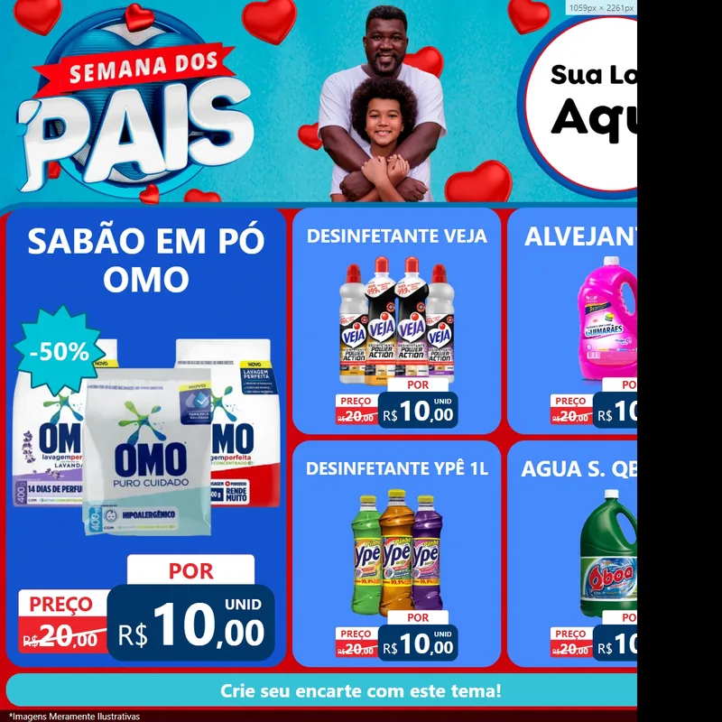 Modelo de Rede Social para Feed Facebook com o tema Semana Dos Pais para Produtos de Limpeza