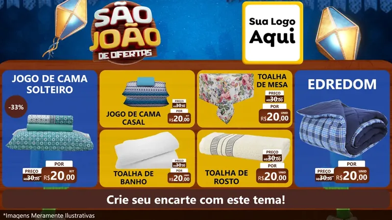 Modelo de TV para TV Horizontal com o tema São João Ofertas Imbatíveis! - Junina para Cama, Mesa e Banho