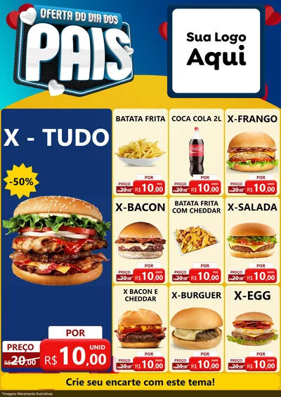 Modelo de Encarte para Encarte A4 Vertical com o tema Oferta Do Dia Dos Pais para Hamburgueria