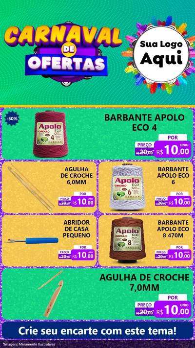 Modelo de TV para TV Vertical com o tema Carnaval de Ofertas para Armarinho e Aviamentos
