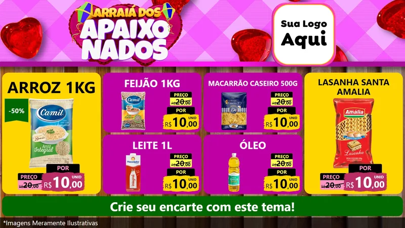 Modelo de TV para TV Horizontal com o tema Arraiá dos Apaixonados para Supermercado