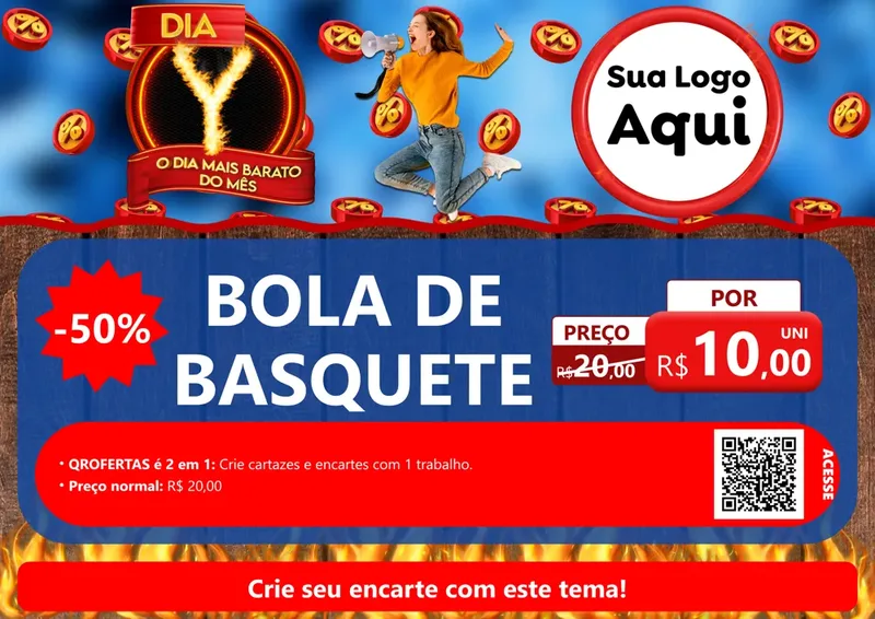 Modelo de Cartaz para Cartaz A4 Horizontal com o tema Dia Y - O Dia Mais Barato Do Mês para Artigos Esportivos