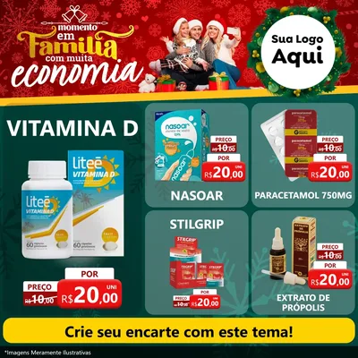 Modelo de Rede Social para Feed Facebook com o tema Momento em Família (Natal) para Farmácia