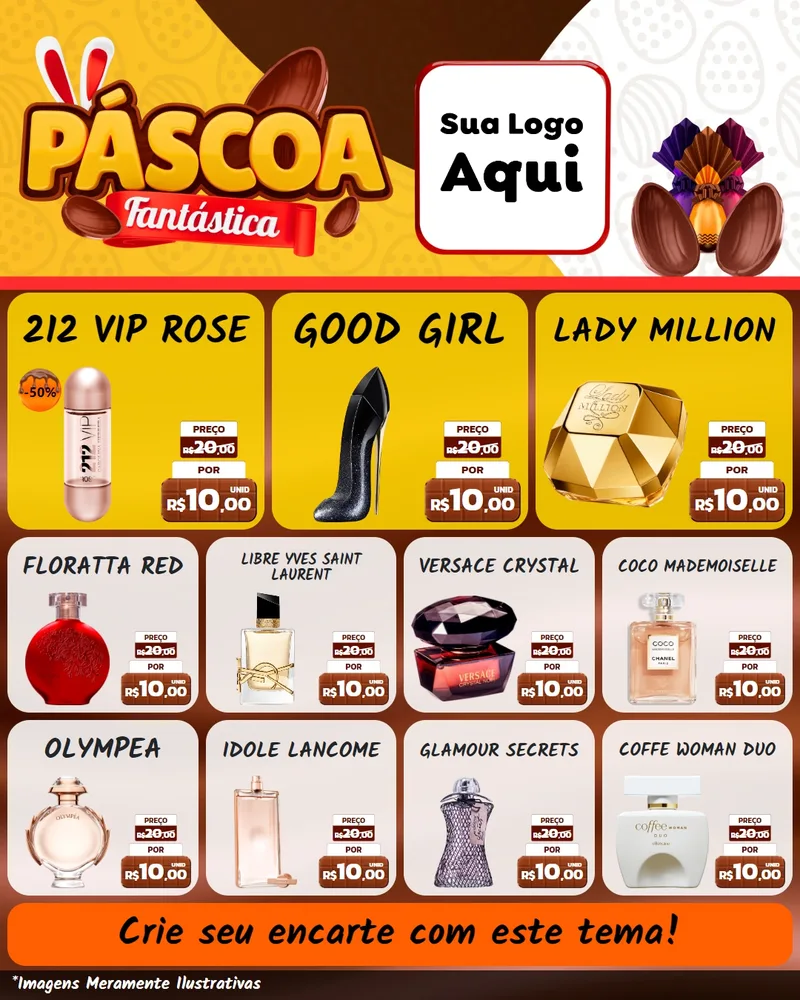 Modelo de Rede Social para Feed Instagram com o tema Páscoa Fantástica para Perfumes
