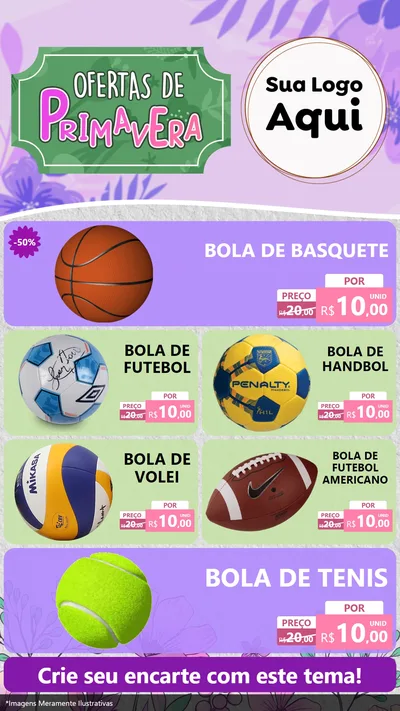 Modelo de TV para TV Vertical com o tema Ofertas de Primavera para Artigos Esportivos