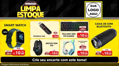 Modelo de TV para TV Horizontal com o tema Operação Limpa Estoque para Informática