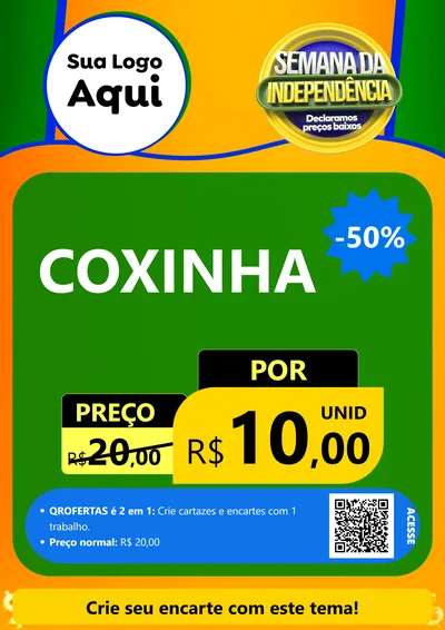 Modelo de Cartaz para Cartaz A4 Vertical com o tema Semana da Independência Declaramos Preços Baixos para Salgadaria