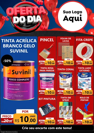 Modelo de Encarte para Encarte A4 Vertical com o tema Oferta do Dia para Tintas e Ferramentas