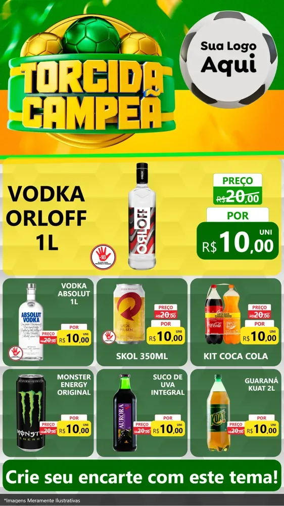 Modelo de Rede Social para Stories com o tema Torcida Campeã - Copa para Distribuidora de bebidas