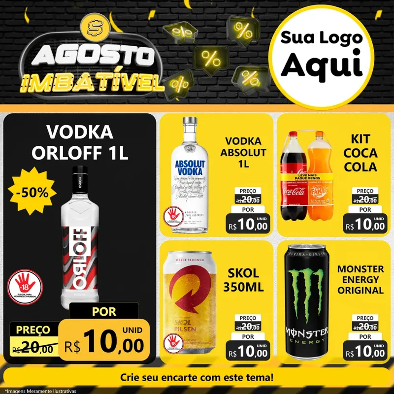 Modelo de Rede Social para Feed Facebook com o tema Agosto Imbatível para Distribuidora de bebidas