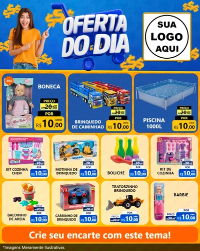 Modelo de Rede Social para Feed Instagram com o tema Oferta do Dia para Brinquedos