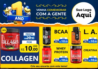 Modelo de Encarte para Encarte A4 Horizontal com o tema Um Ano de Aniversário para Suplementos alimentares